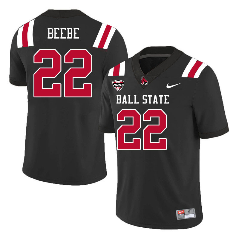 Ball State Cardinals #22 Jack Beebe College Football Jerseys Stitched Sale-Black